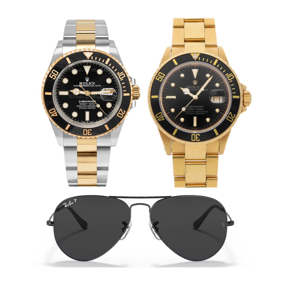 Kit de Relojes Rolex + Gafas de Aviador: Elegancia y Estilo para Hombres Sofisticados